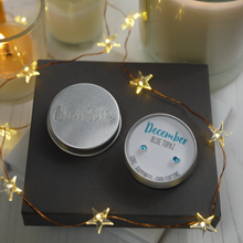 Load image into Gallery viewer, December Birthday Sterling Silver Mini Stud Earring