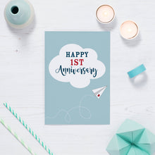 Load image into Gallery viewer, First Wedding Anniversary Paper Airplane Card
