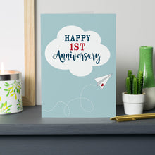Load image into Gallery viewer, First Wedding Anniversary Paper Airplane Card