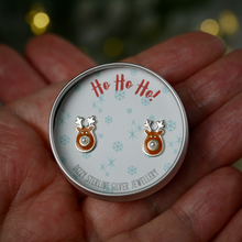 Load image into Gallery viewer, Sterling Silver Reindeer Stud Earrings