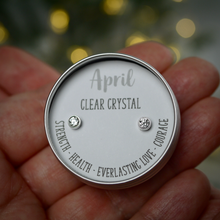 Load image into Gallery viewer, April Birthday Sterling Silver Mini Stud Earring