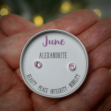 Load image into Gallery viewer, June Birthday Sterling Silver Mini Stud Earring