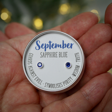 Load image into Gallery viewer, September Birthday Sterling Silver Mini Stud Earring