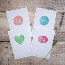 Load image into Gallery viewer, Watercolour Style Thank You Cards Set Of Four