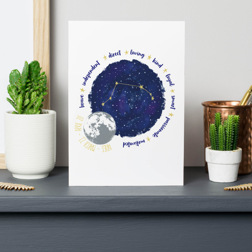 Aries Constellation Star Sign Birthday Card