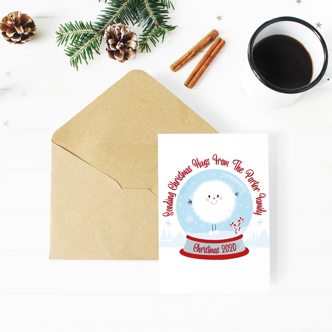 Personalised Christmas Hug Snowglobe Card