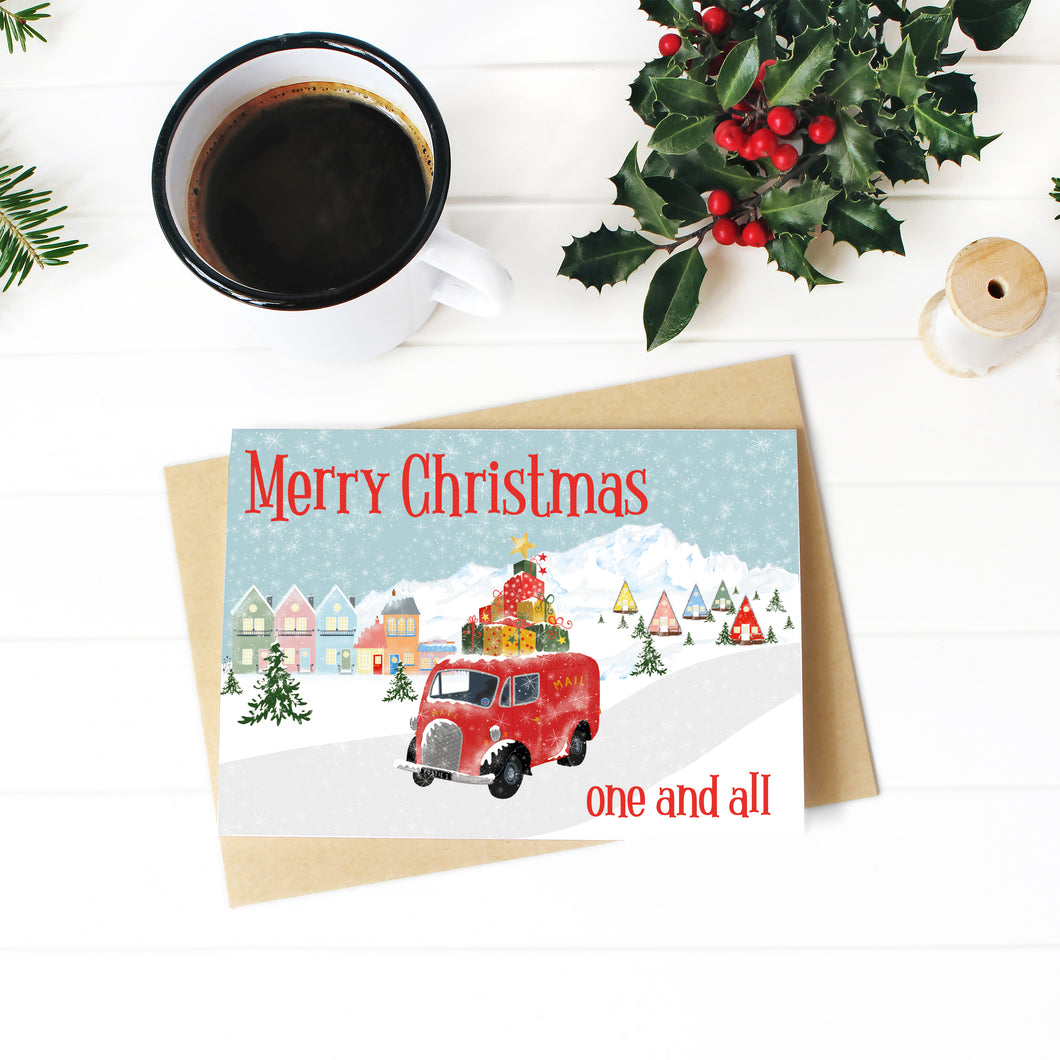Vintage Mail Van Christmas Greetings Card