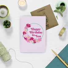 Load image into Gallery viewer, Floral Happy Birthday Card With Cosmos Flower Seed Pack
