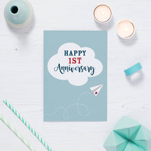 Load image into Gallery viewer, First Wedding Anniversary Paper Airplane Card
