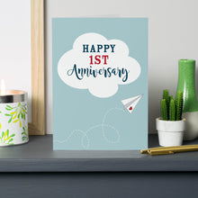 Load image into Gallery viewer, First Wedding Anniversary Paper Airplane Card
