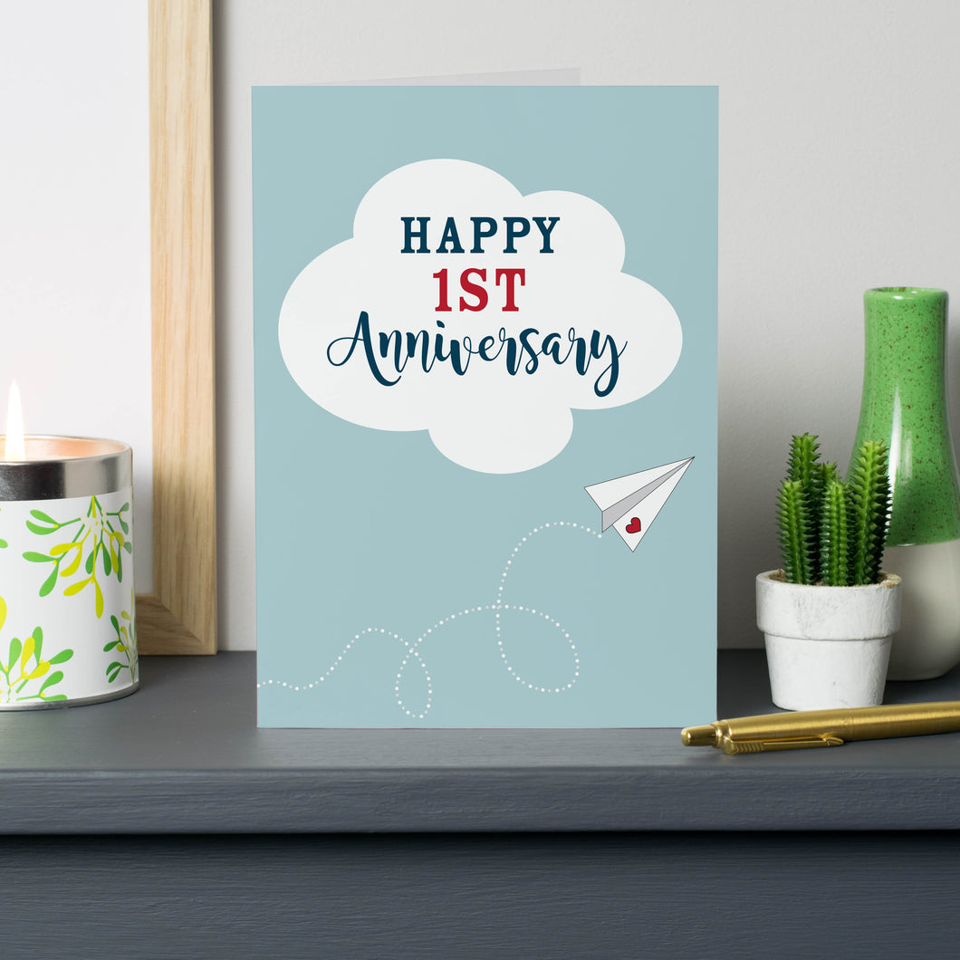 First Wedding Anniversary Paper Airplane Card