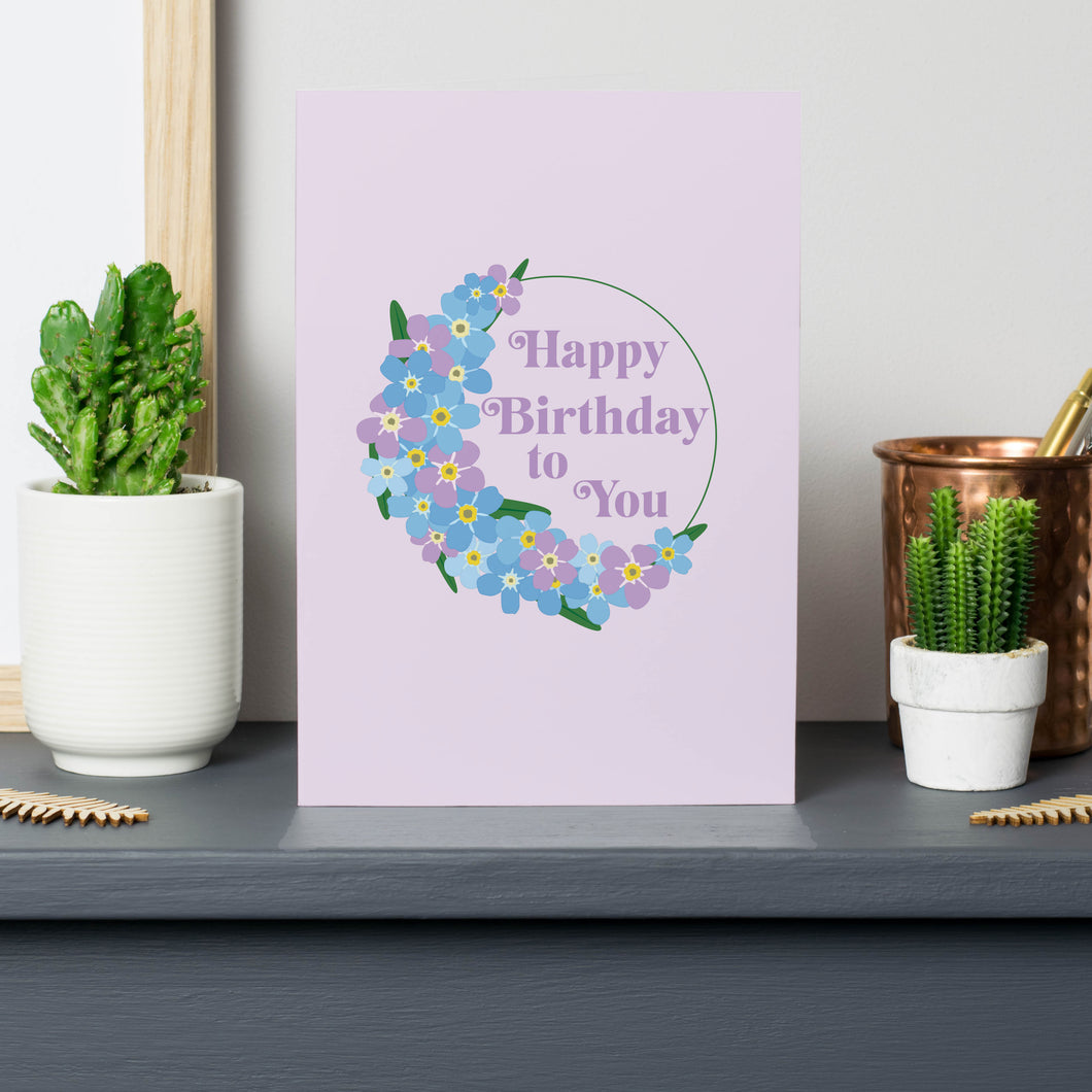 Floral Happy Birthday Card With Forget Me Not Seed Pack