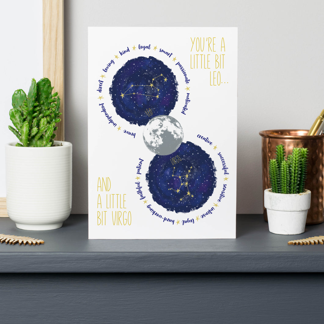 Leo And Virgo Constellation Star Sign Birthday Card