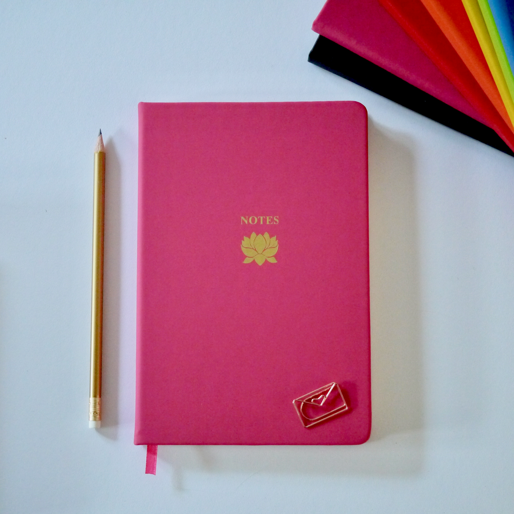 Soft Feel Notebook with Foiled Lotus Blossom Design