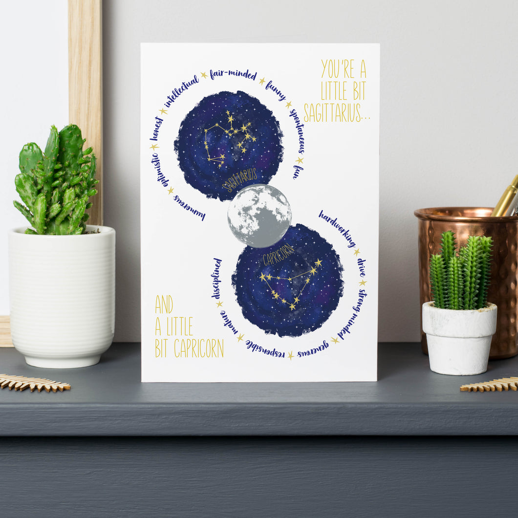 Sagittarius And Capricorn Constellation Birthday Card