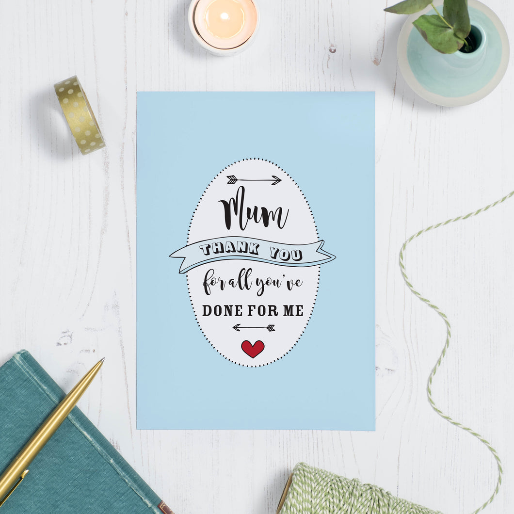 'Mum Thank You For Everything You Do For Me' Card